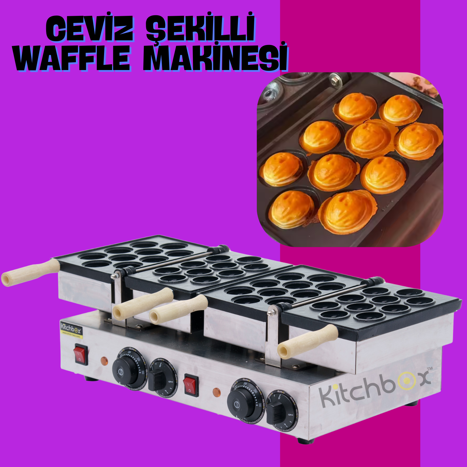 Kitchbox Ceviz Waffle Makinesi