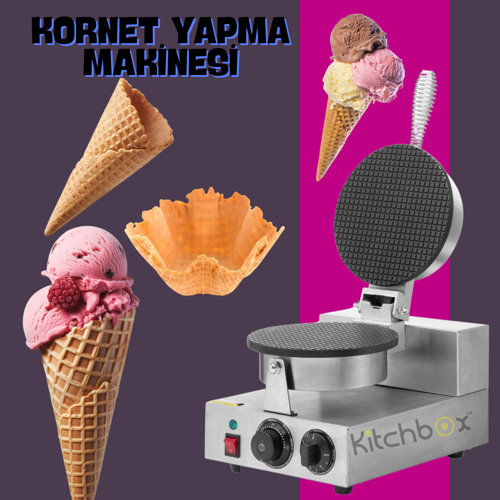 Kitchbox Kornet Yapma Makinesi