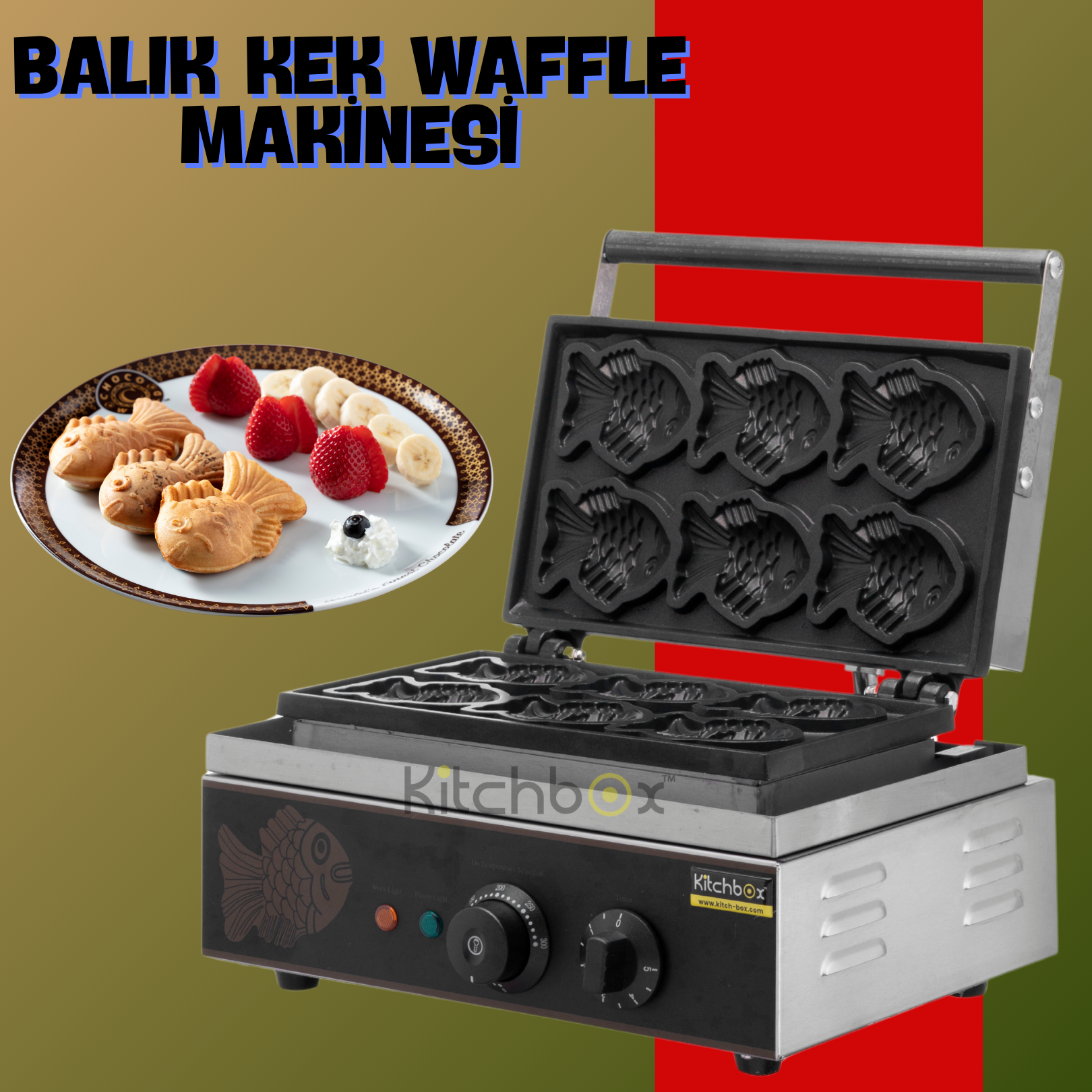 Kitchbox Balık Kek Waffle Makinesi