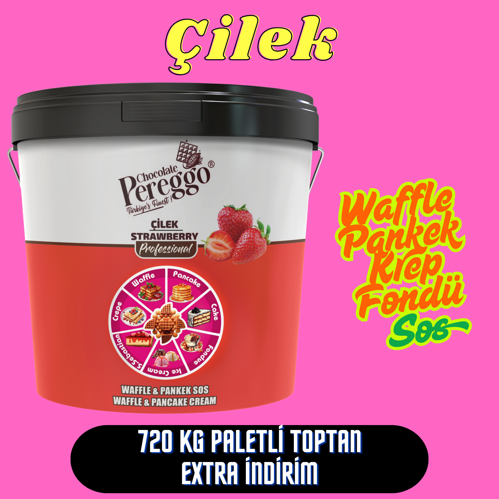 Çilek Waffle, Pankek Sos (720kg)